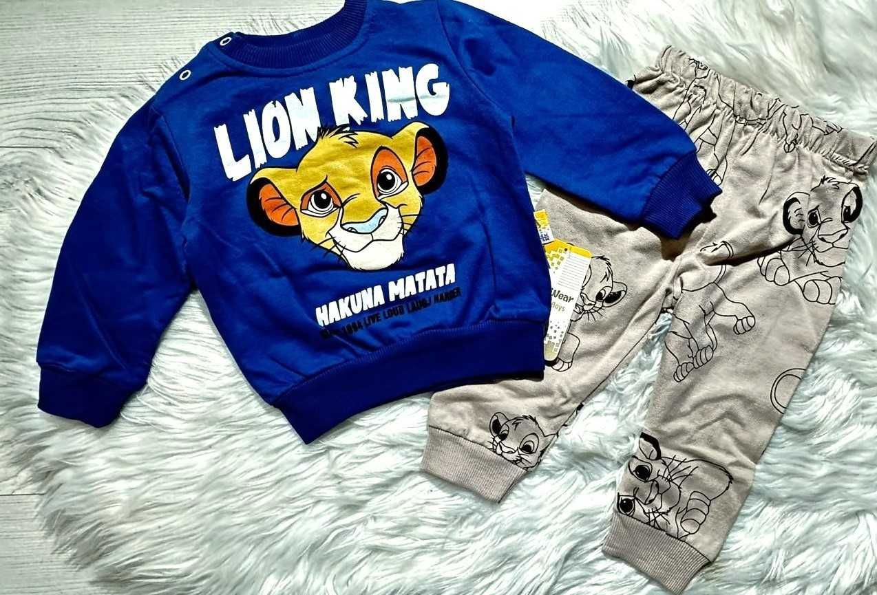 Komplet dres dla chłopca bluza + spodnie Król Lew niebieski 80/86