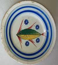 Antigo Prato em faiança portuguesa decorado com peixe
