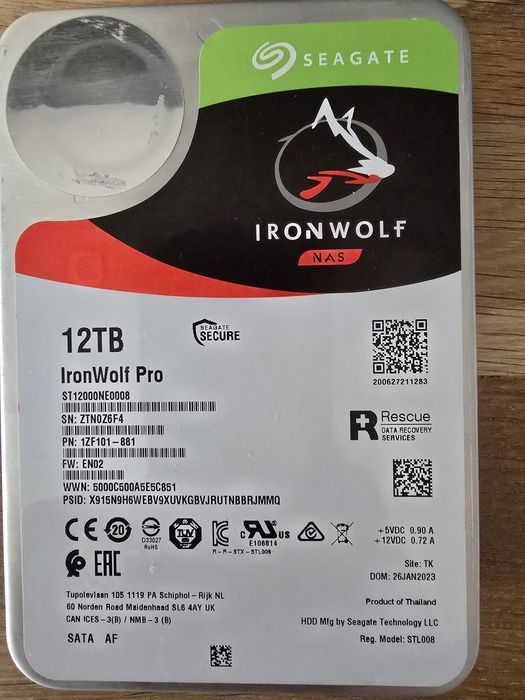 SEAGATE IronWolf NAS 12TB 7.2K 256MB 2003 rok SATA III 3.5'' ST12000NE