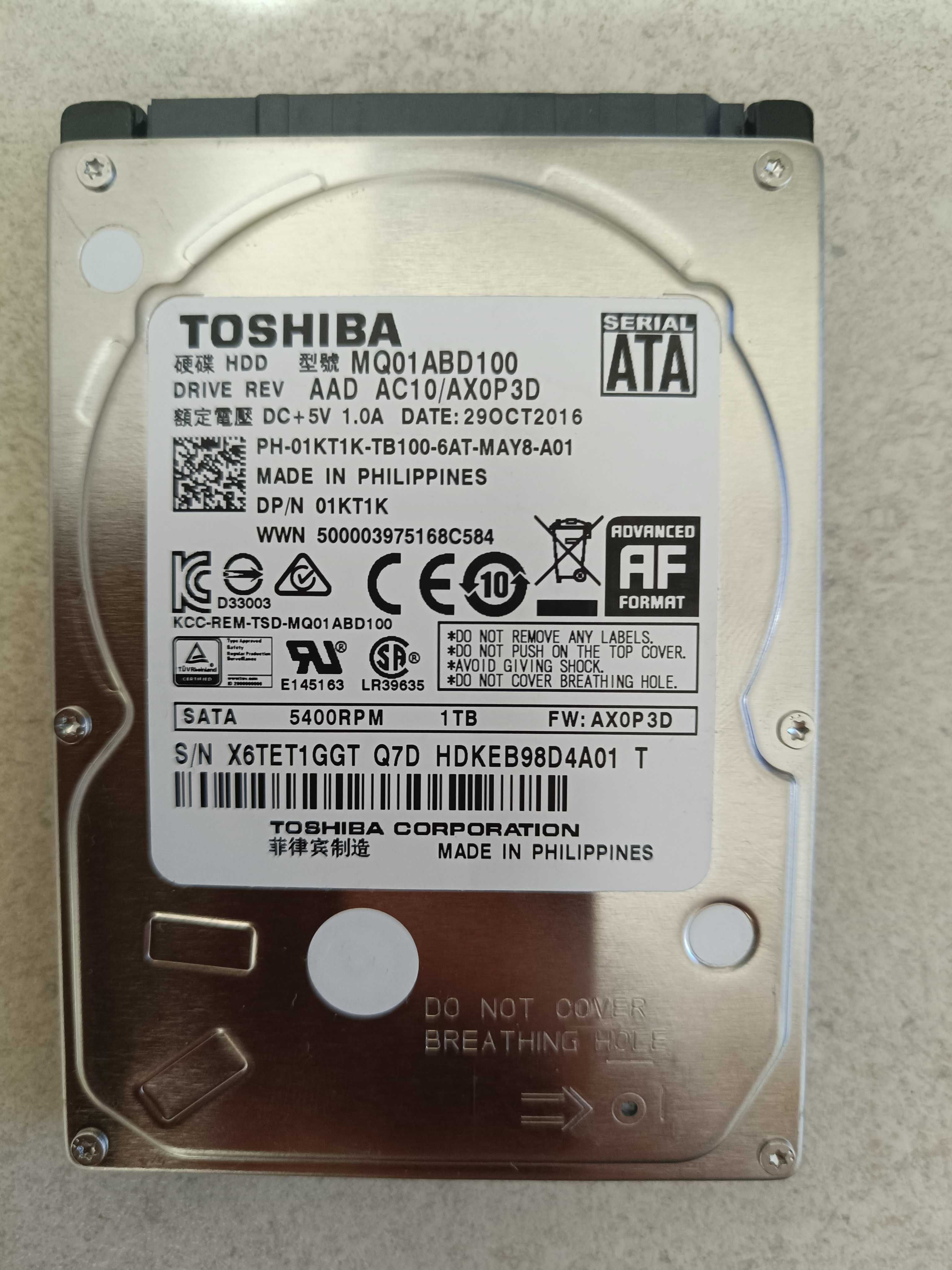 dysk HDD 2,5'' 1TB Toshiba MQ01ABD100, 1000GB