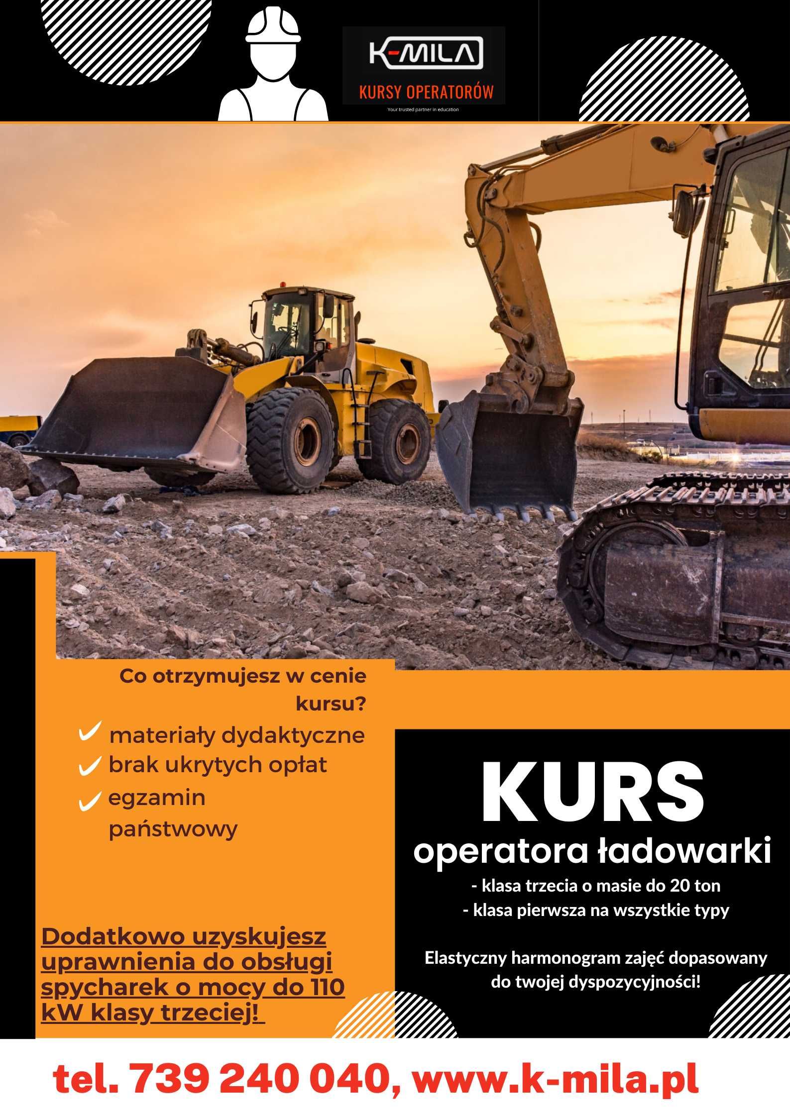 kursy na operatorów koparki, ładowarki, koparkoładowarki