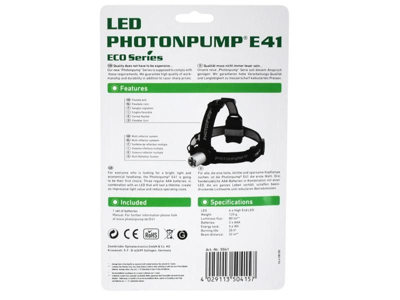 Wodoodporna latarka czołowa Photonpump E41, czołówka, zasięg 32 m
