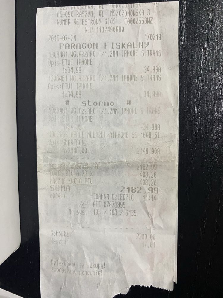 iPhone SE pojemność 16GB