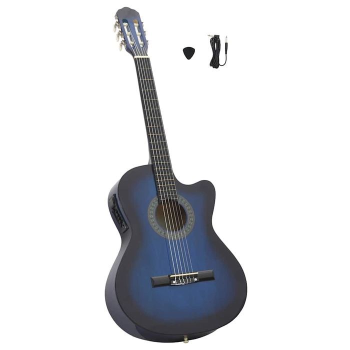 Gitara Klasyczna Z Wycięciem, 6 Strun I Equalizer, Niebieska