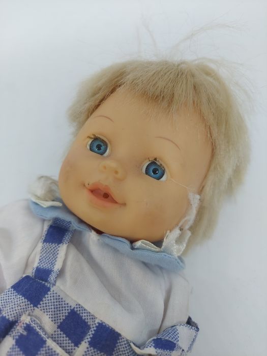 Lalka dla dzieci chłopiec, niebieskie ubranko