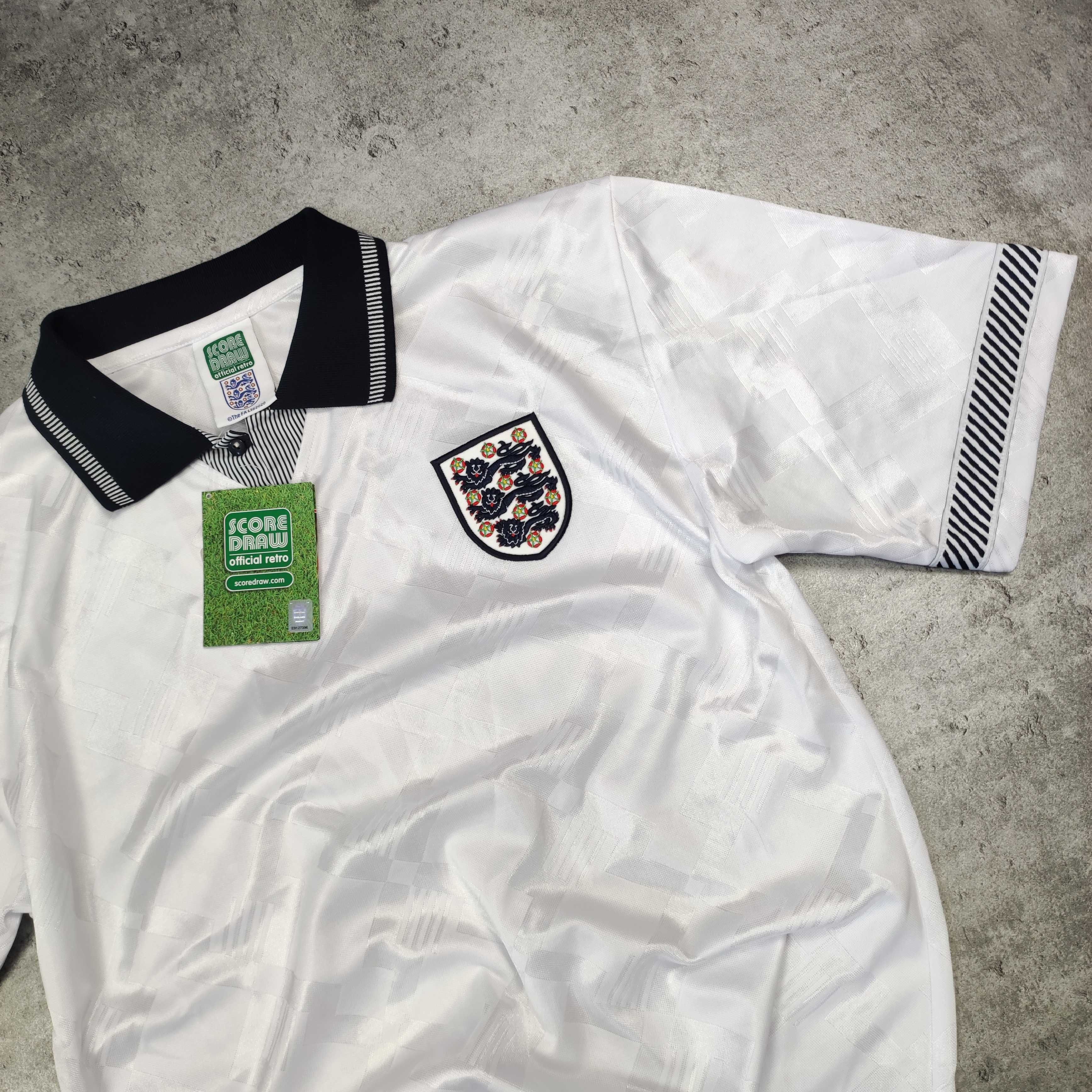 MĘSKA Koszulka Sportowa RETRO Score Draw Reprezentacja Anglii 1990