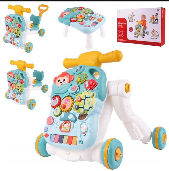 pchacz, jeździk, stolik z panelem edukacyjnym