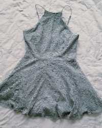 Koronkowa sukienka na lato szara mini Kimchi Blue r.34 36 S XS