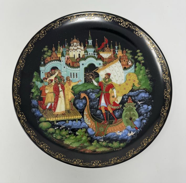Коллекционная настенная тарелка Садко Палех ЛФЗ