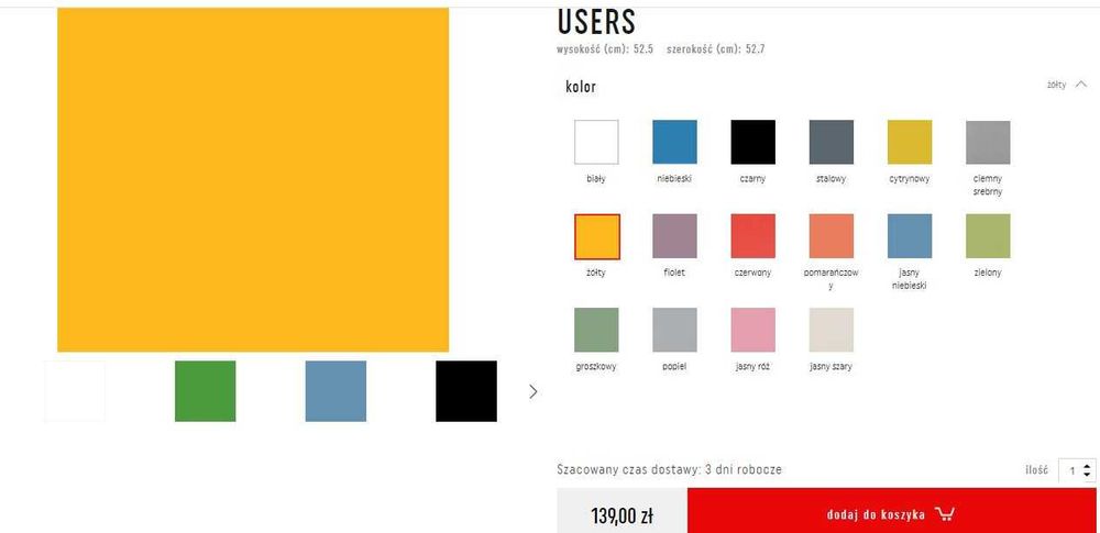 VOX Nakładka metalowa ŻÓŁTA front Young Users meble modułowe
