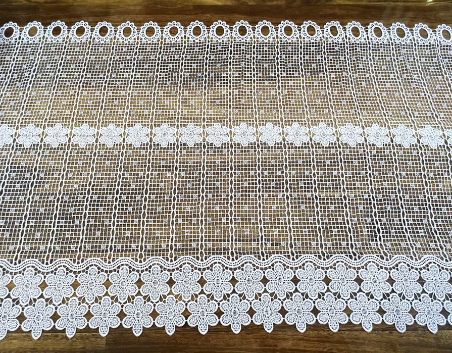 Firana Zazdrostka z Gipiury 90x250 Gipiura Biała do Kuchni na Okno