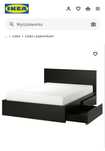 Łóżko Ikea malm 180 x200 czarne z 4 szufladami i materacem kieszeniowy