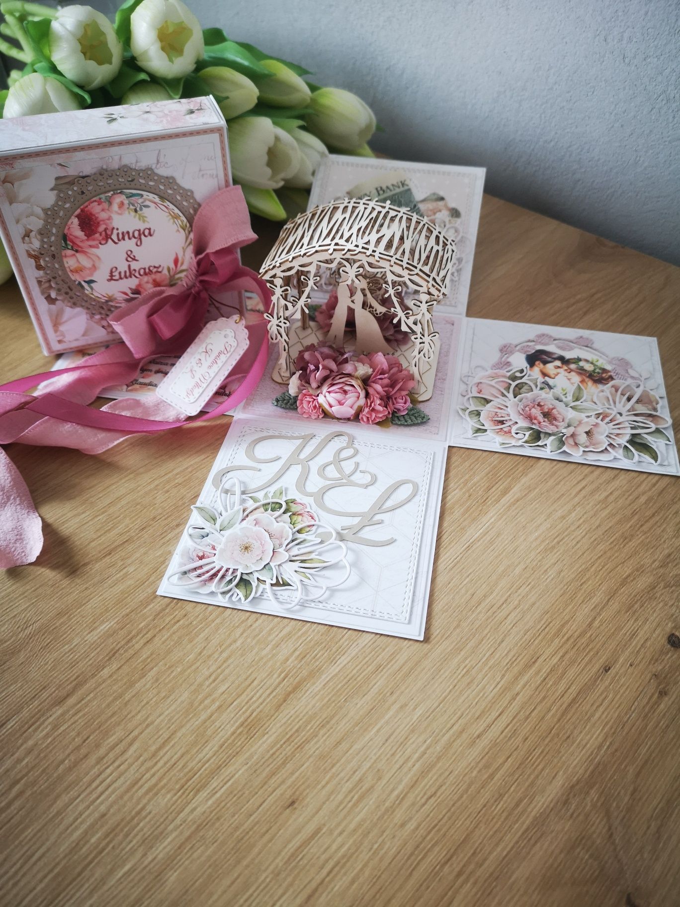 Exploding box, pudełko, kartka, pamiątka, ślub, boho, personalizowane