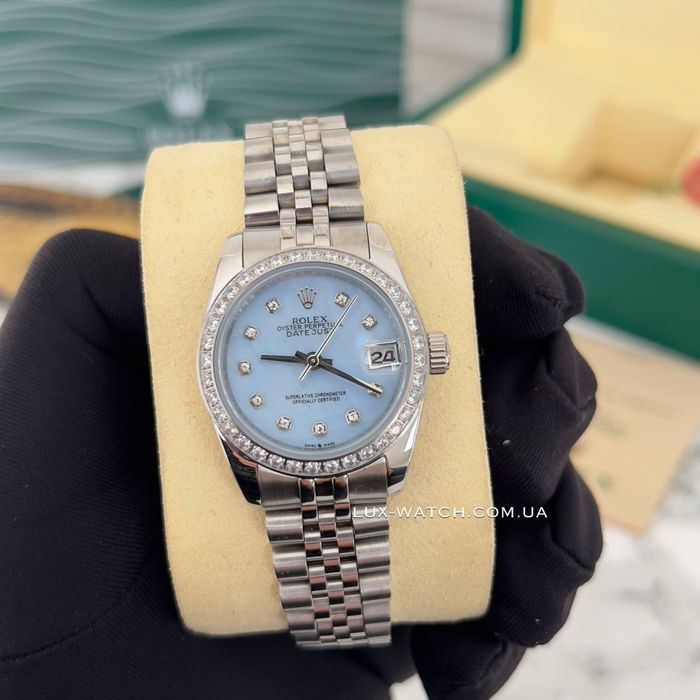 Часы женские Rolex Datejust Diamond Silver-Blue