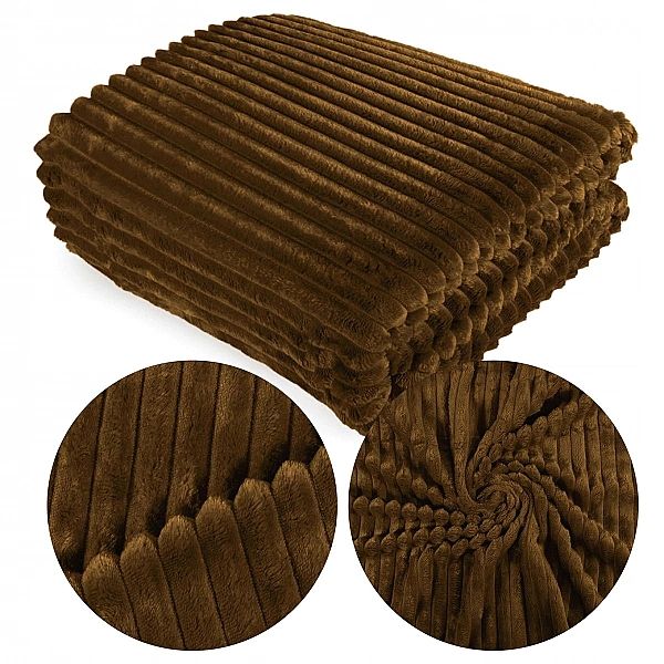 Koc 160x200 Mikrofibra Tłoczona ARDEA Pasy Jednolity Pled Narzuta
