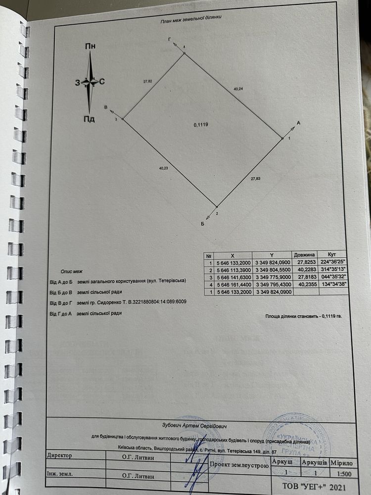 Продам земельну ділянку 0.1119 г. С. Ритні