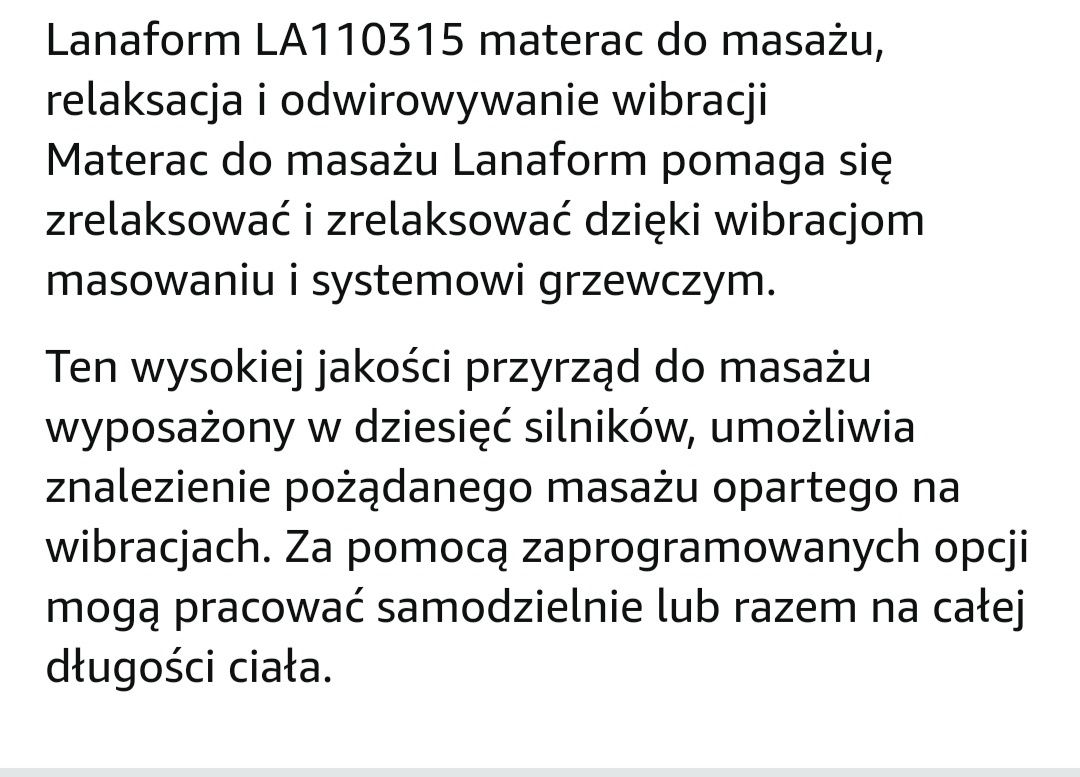 Materac do masażu Lanaform NOWY