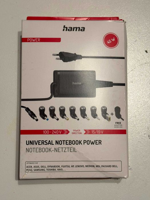 Hama Czarny Zasilacz Uniwersalny Do Notebooka 15-19V/45W Rozmiar 15