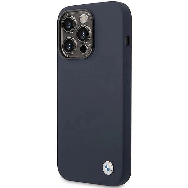 Etui Bmw Silicone Metal Logo na iPhone 14 Pro Max - granatowe