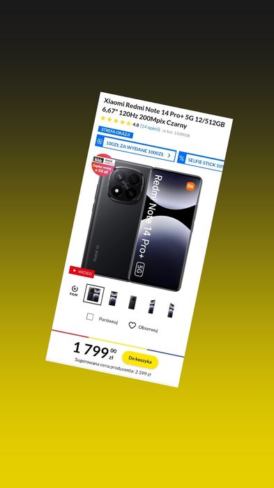 Nowy telefon Xiaomi Redmi Note 14pro+ 5G 12/512