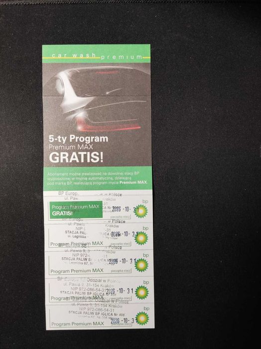 Kupony myjnia BP Premium Max 5 myć