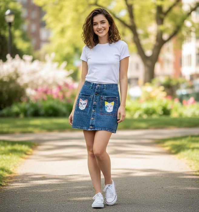 Спідниця джинсова з ручним розписом