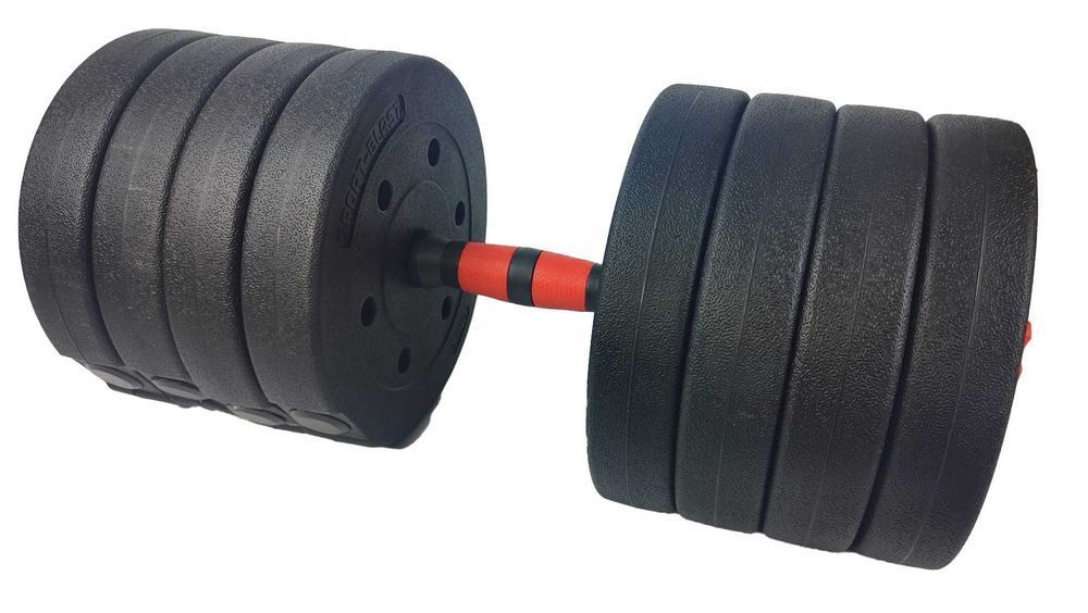Hantle bitumiczne regulowane 2x25kg zestaw 50kg ze sztangą WR