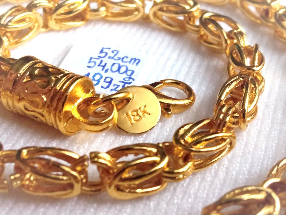 18K Grawer Pozłacany jak Złoty Łańcuszek Naszyjnik Królewski 52cm 6mm