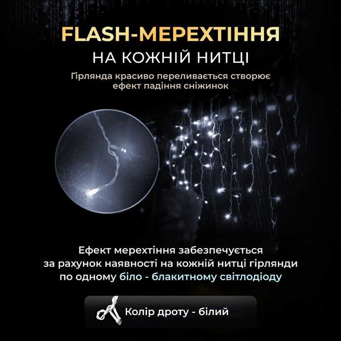 Вулична гірлянда Бахрома 25 м 405 LED гірлянда штора білий