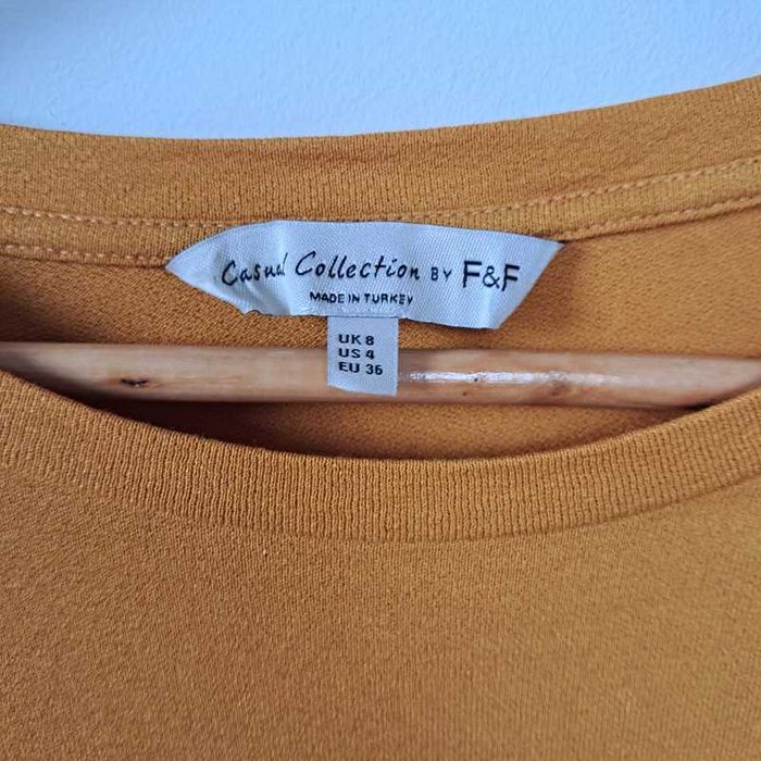 Miodowa długa maxi sukienka z wiskozy 36 S F&F idealna na wiosnę