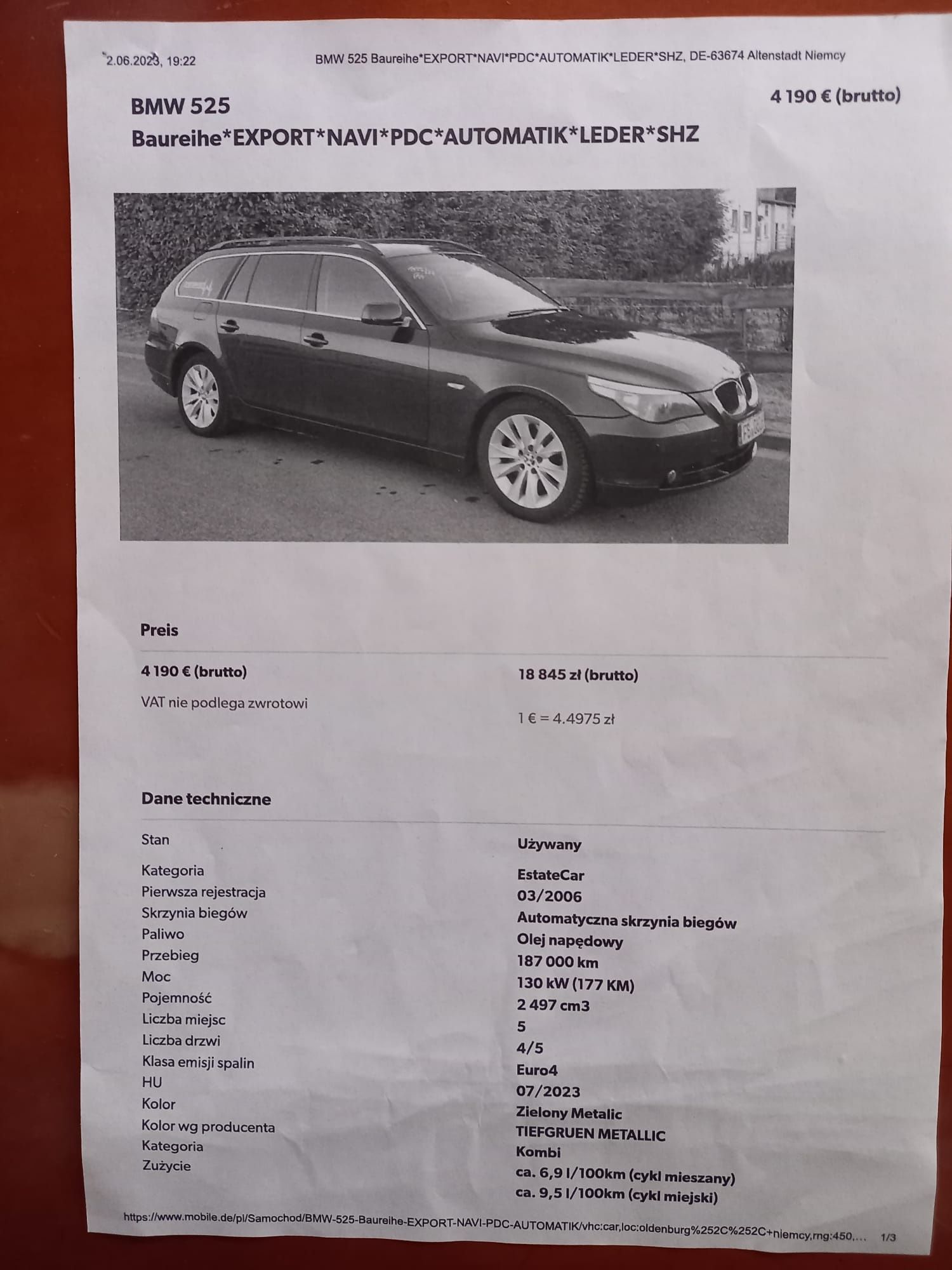 BMW  E61 seria 5 2,5 diesel