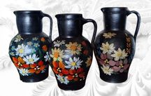 Komplet ceramicznych dzbanków ręcznie malowane