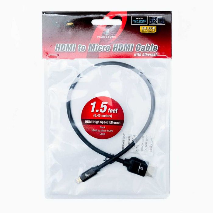 Кабель Pearstone Micro-HDMI to HDMI для камер Sony a7, GH4, GH5, X-T3