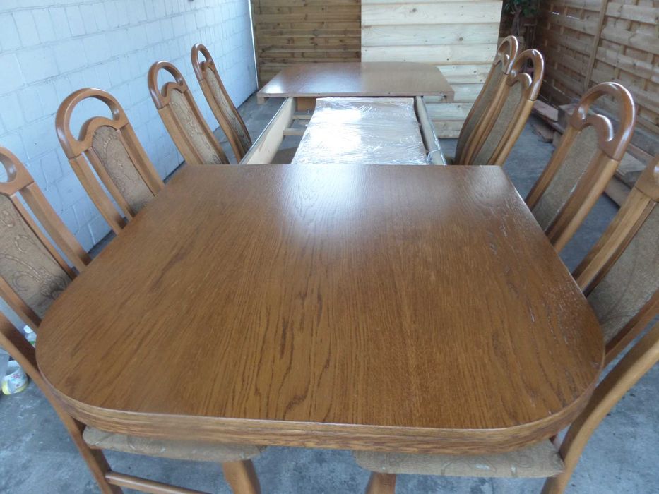 masywny duży dębowy stół + 8 krzeseł stan bdb wysyłka dowóz