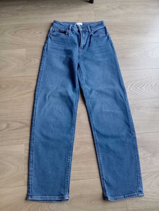 Niebieskie dżinsy jeansy wysoki stan high waist H&M 36