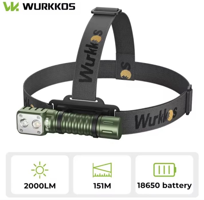 Налобний ліхтар Wurkkos HD20, Li-Ion 21700, (usb зарядка + powerbank)