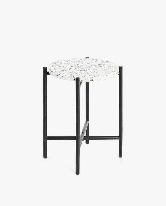 Zara Home terazzo stolik pomocniczy kamienny na metalowych nogach