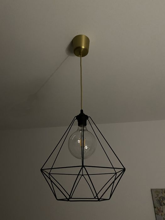 Żyrandol Brunsta diament Ikea czarny klosz+okablowanie+żarówka ozdobna