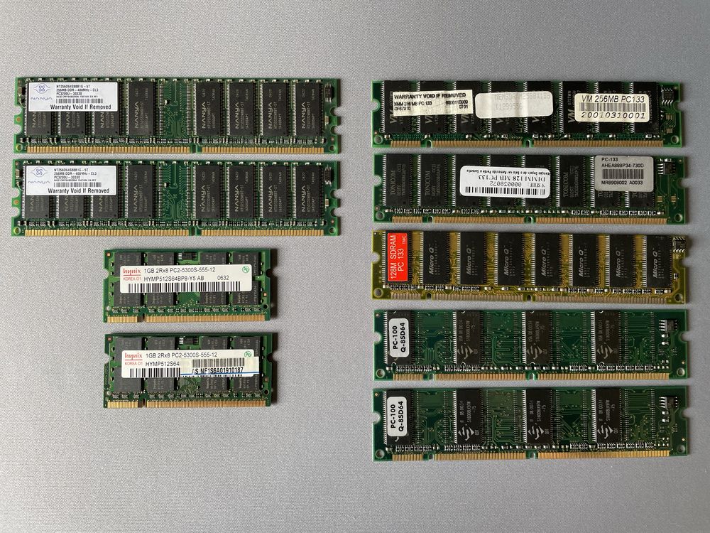 Memorias RAM PC-100 / PC-133 / PC-3200U / PC2-5300S