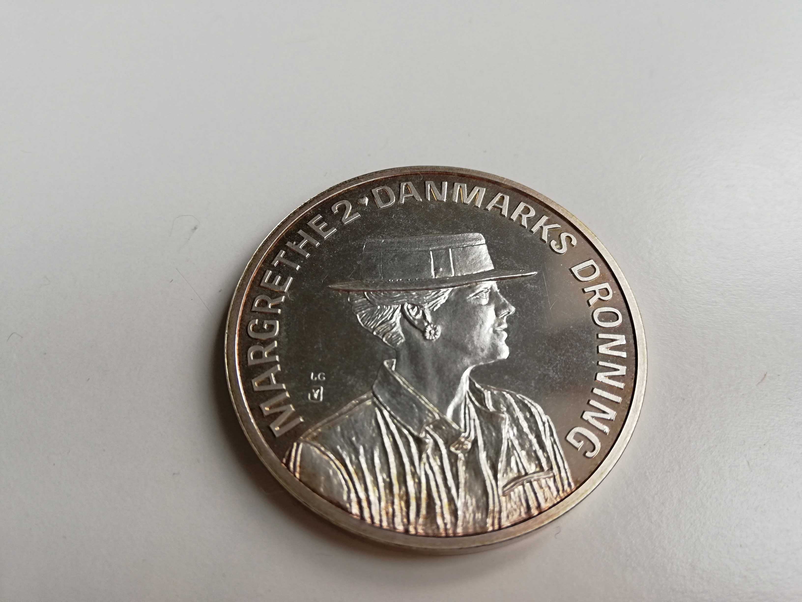 Moneta, srebro, 50 rocznica urodzin, Królowa Małgorzata II, Dania