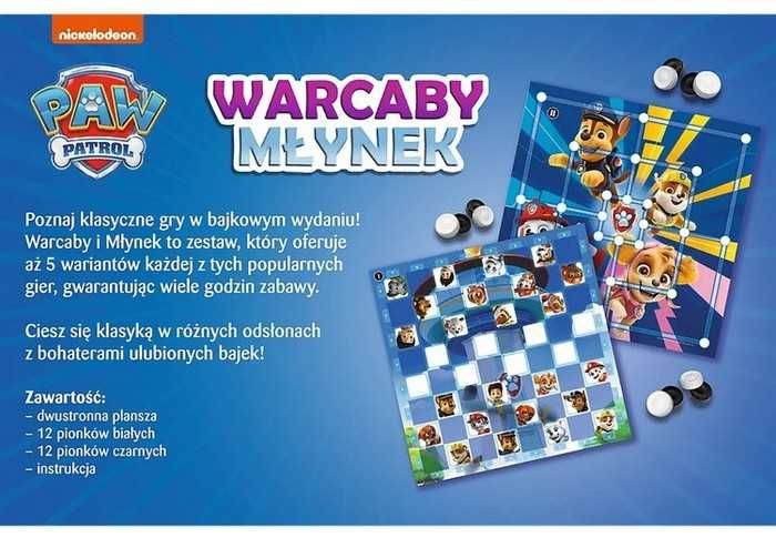 Gra planszowa Warcaby i Młynek, Paw Patrol 02798 Trefl