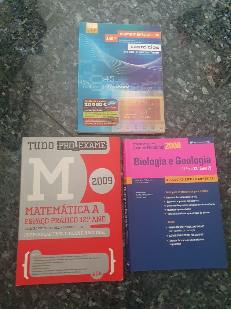 Livros de Preparação para Exame Nacional 11°/12° Matemática e Bio e Ge