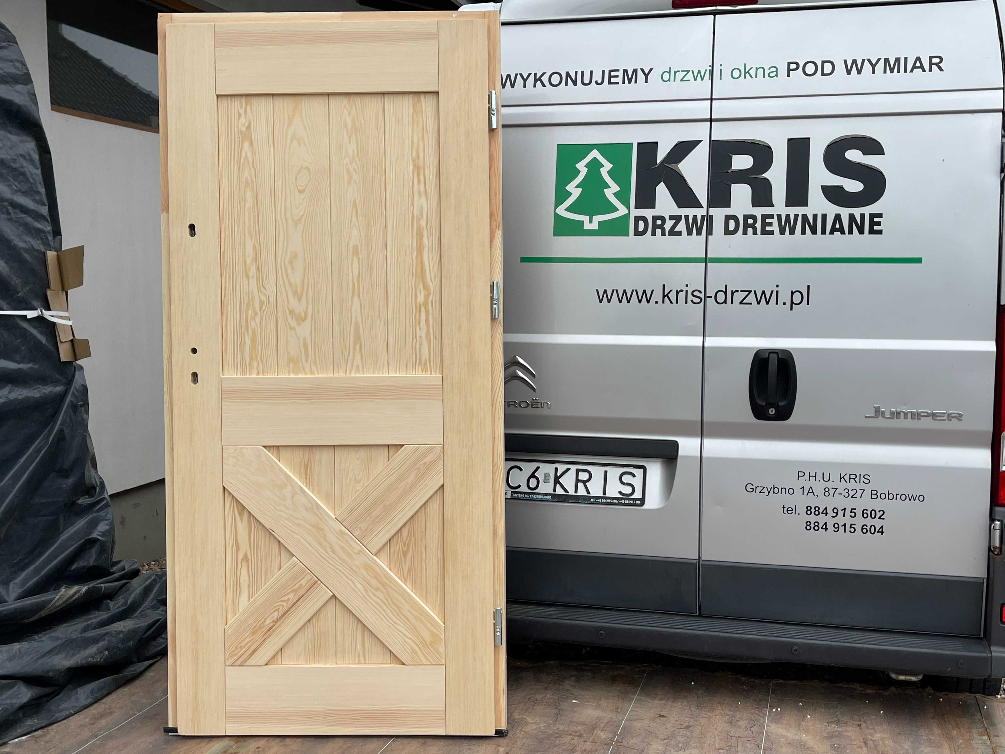 Drzwi drewniane lite zewnętrzne sosnowe NA KAŻDY WYMIAR Cała Polska,UE