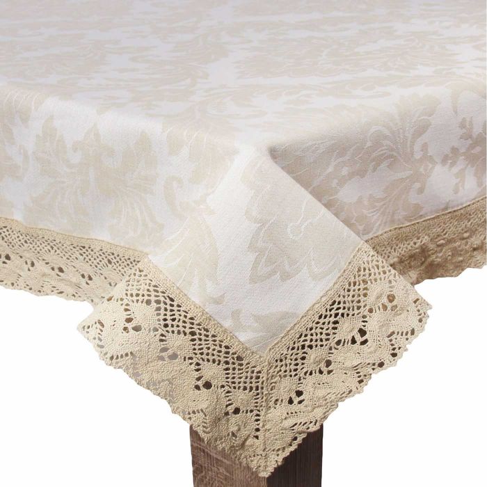 Obrus z koronką beżowy 140/300cm. FR097N