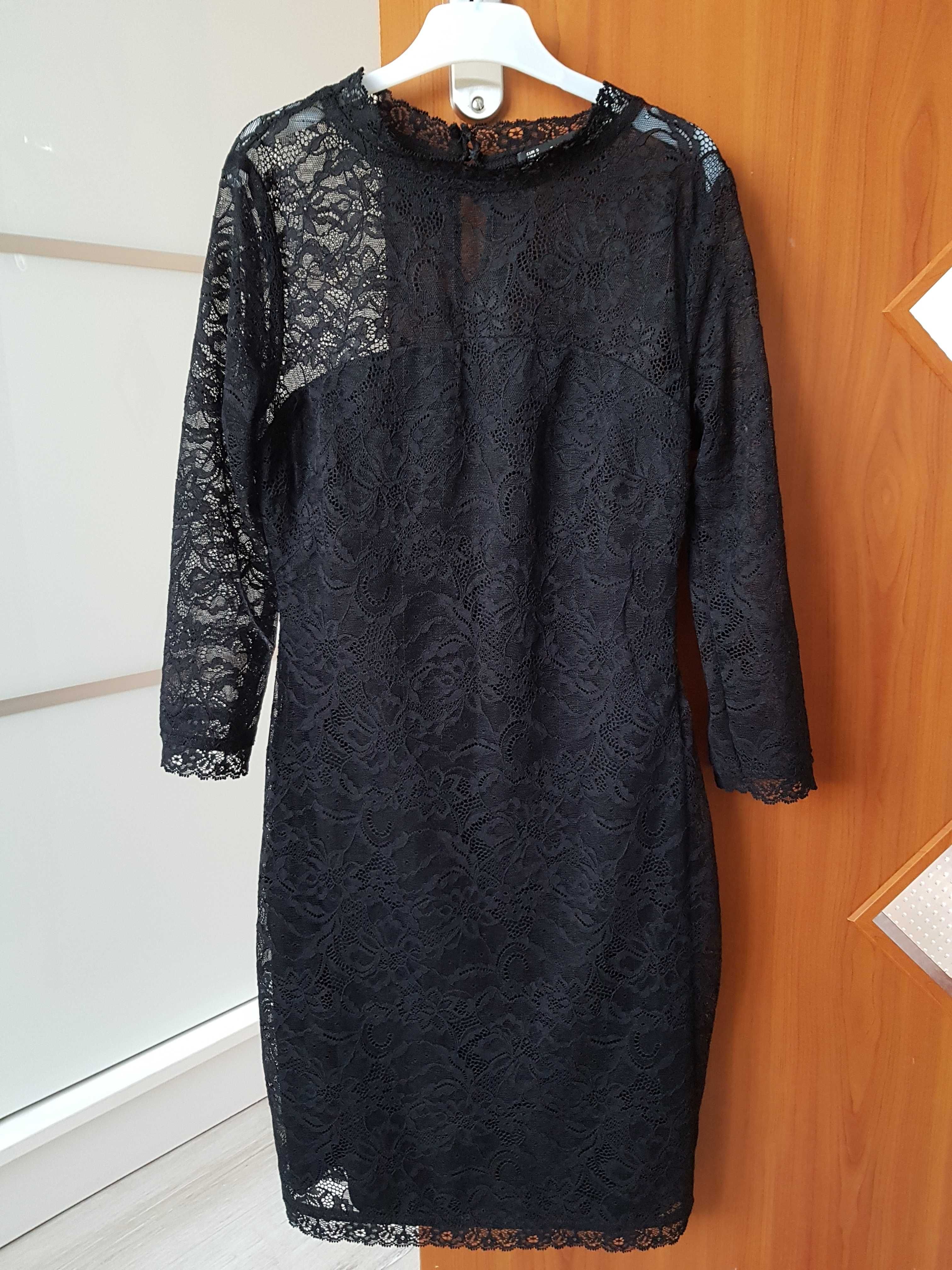 Czarna koronkowa sukienka Zara XS