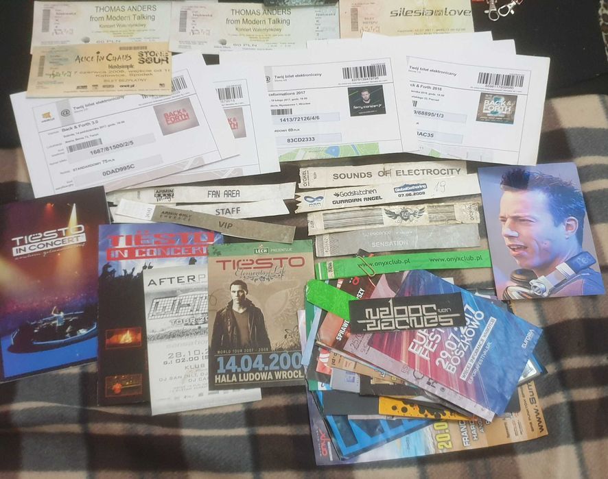 Kolekcja 36 biletów Trance Techno Electro Tiesto Armin Sensation