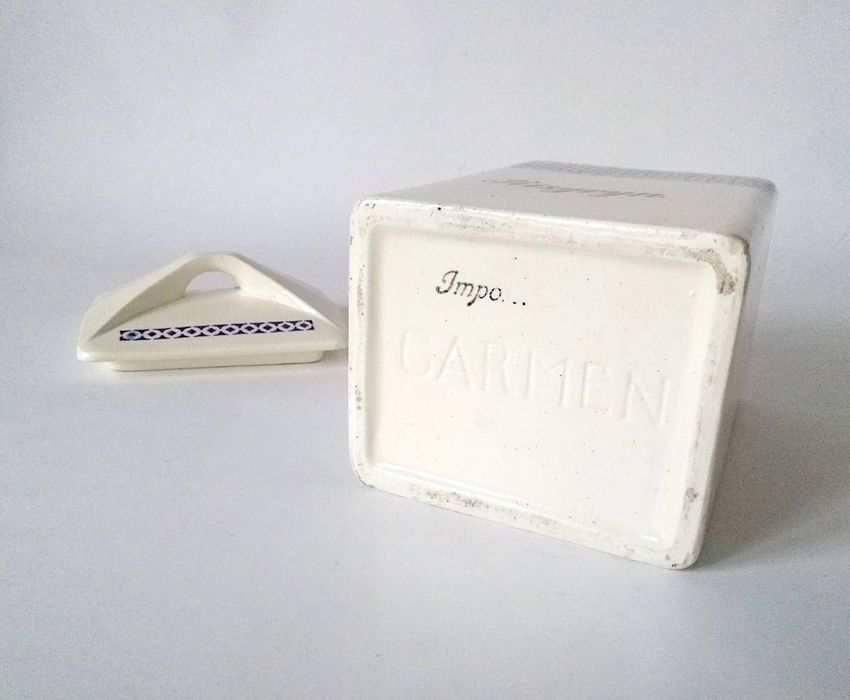 Pojemnik kuchenny fajans ceramika Risgryn ryż Szwecja antyk secesja