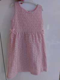 Śliczna koronkowa różowa Sukienka H&M dla dziewczynki 98/104