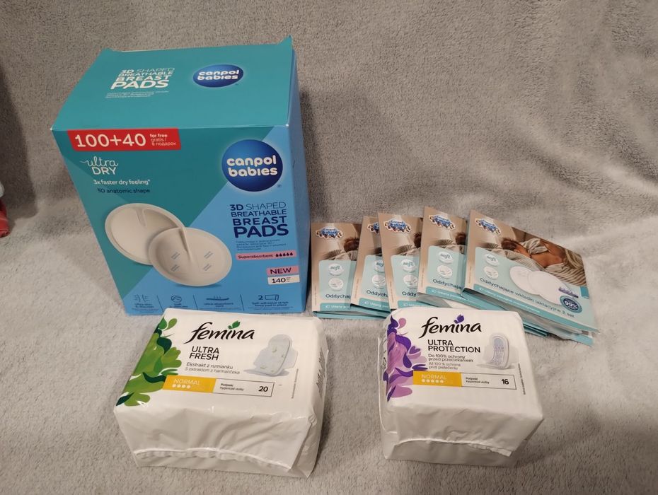 Wkładki laktacyjne Canpol babies i podpaski femina