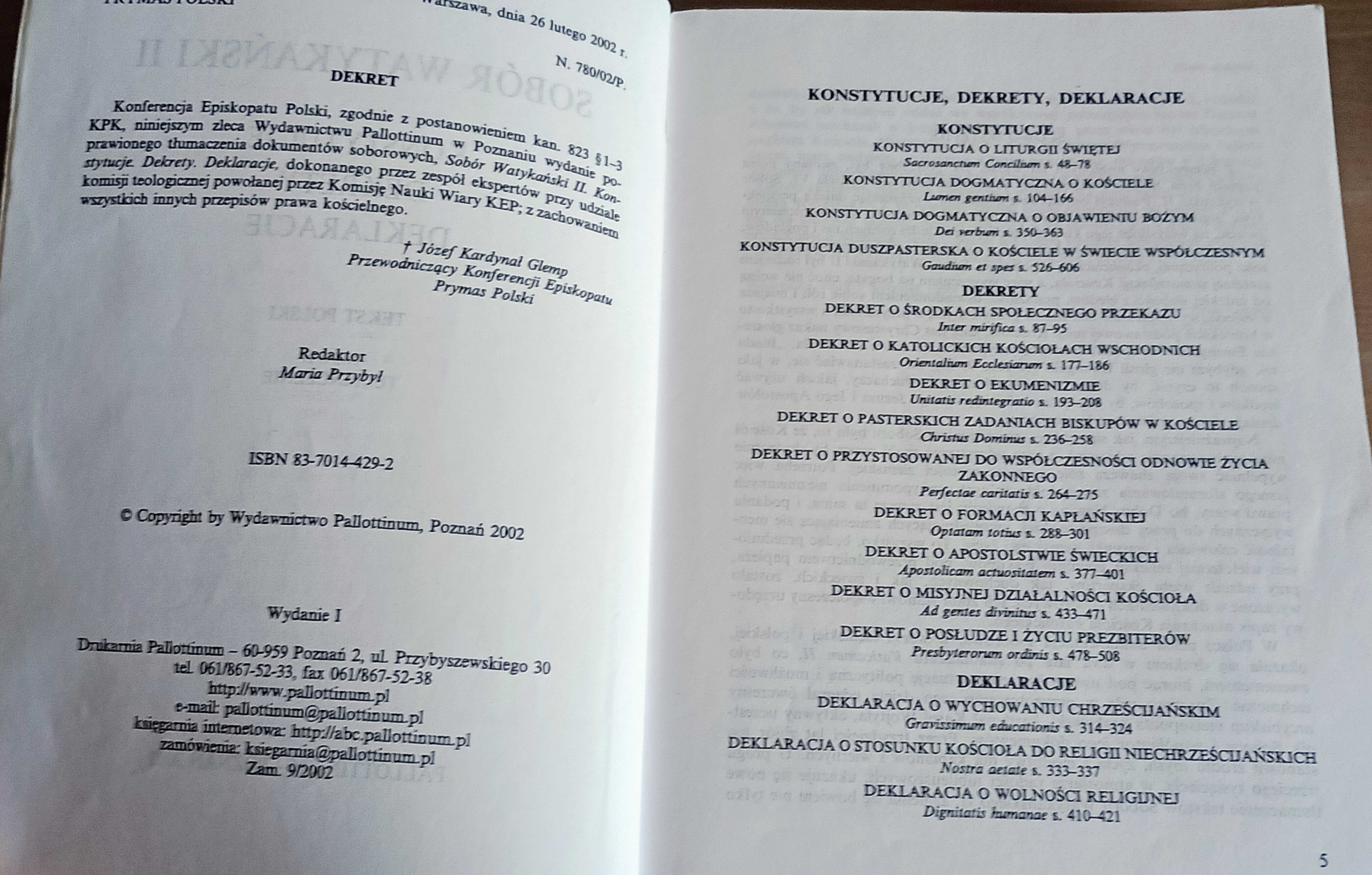 Sobór Watykański II Konstytucje Dekrety Deklaracje Pallottinum 2002